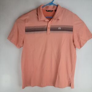 Travis Mathew Mens Size XL Orange Cotton Poly Spandex Golf Polo